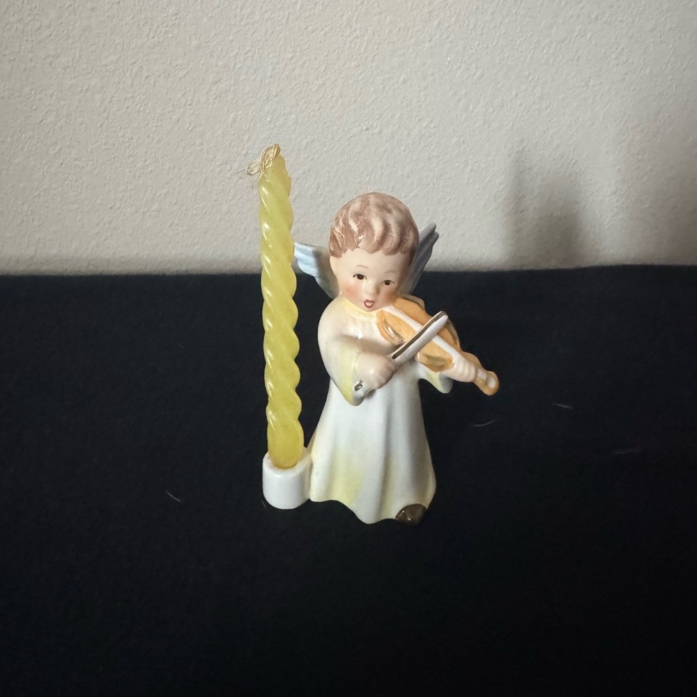 Vintage Goebel Angel Figurine Playing Violin with Candle Holder